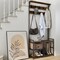 Costway 3-in-1 Coat Rack Industrial Hall Tree Shoe Bench Entryway Storage Shelf with Hooks